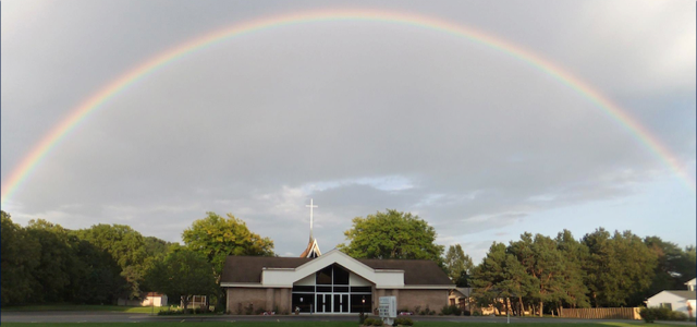 blythefield church under rainbow